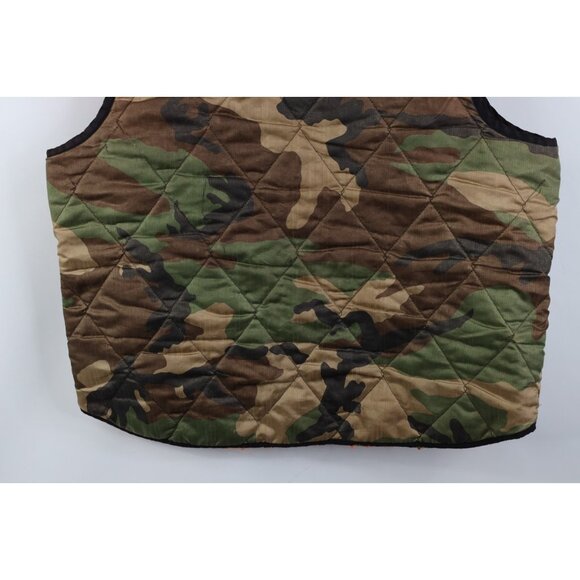 Vtg 70s Streetwear Mens Large Distressed Reversible Camouflage Vest Jacket USA - Picture 11 of 16